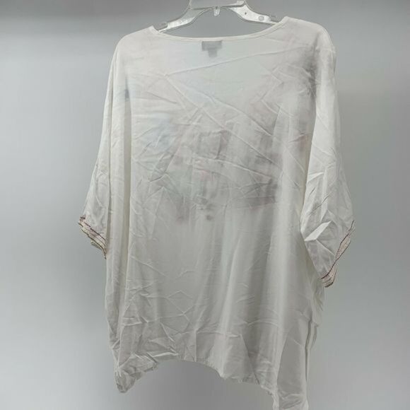 White Colorful Embroidered Short Sleeve Blouse - Picture 6 of 8
